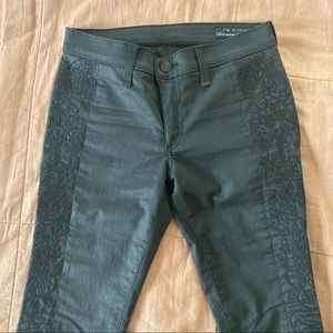 Rag and bone black coated jeans with embroidery